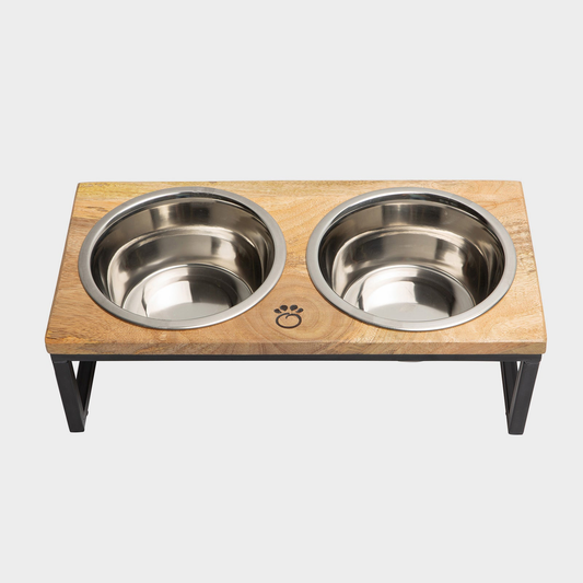 TD GF Stainless Steel Wood & Metal Elevated Feeder for Outdoor Use with Chickens Cats Pigeons Rabbits Other Animals for Travel