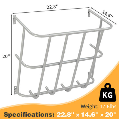 Large Capacity Hay Feeder, Heavy-Duty Steel Goat Hay Rack, 22.8" Long Wall Mounted Horse Hay Holder