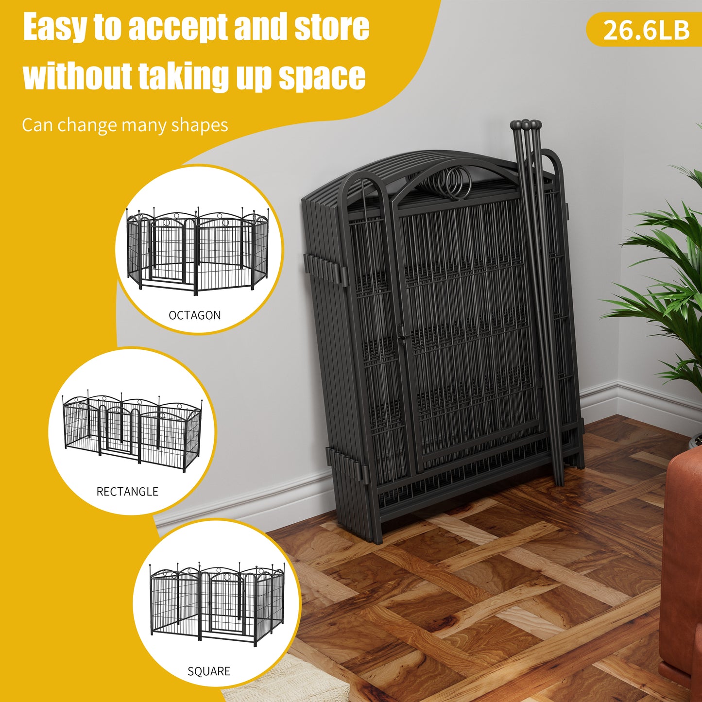 Dog Playpen Indoor 32 inch 8 Panels Metal Dog Pen Pet Dog Fence Outdoor Exercise Pen with Doors