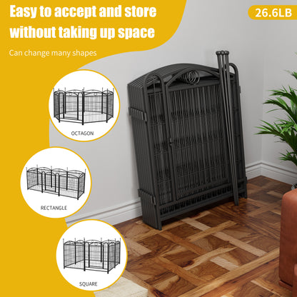 Dog Playpen Indoor 32 inch 8 Panels Metal Dog Pen Pet Dog Fence Outdoor Exercise Pen with Doors