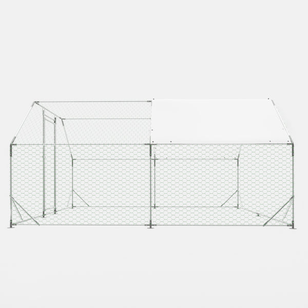 10 ft. x 13 ft. Galvanized Large Metal Walk in Chicken Coop Cage Farm Poultry Run Hutch Hen House