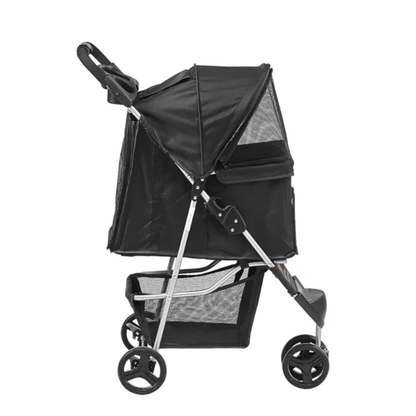VEVOR FCJ 3-Wheel Pet Stroller Heavy Duty Puppy Stroller Front Pedal for Velcro Storage Basket Cup Holder Rotate Brakes for Dogs