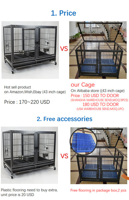 United States WAREHOUSE 7 DAYS to DOOR Metal and Glass Puppy Whelp Ing Box Large Aluminum Dog Elevated Whelp Ing Box with Fence