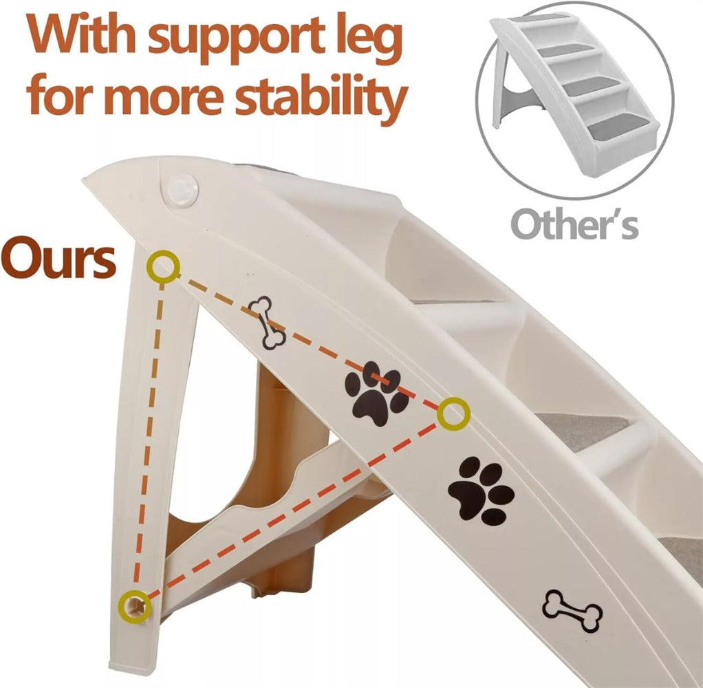 Foldable Dog Ramp Stairs Steps -Tan