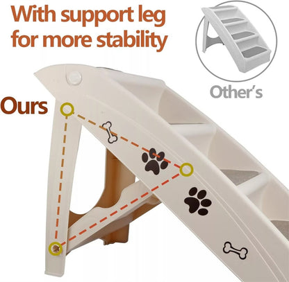 Foldable Dog Ramp Stairs Steps -Tan