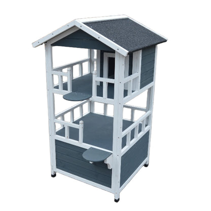 Wooden Outside Cat Shelter Weatherproof Large Outdoor Cat House with Escape Door