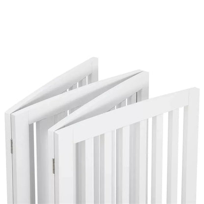 24" Folding Freestanding Wood Pet Dog 4 Panel Safety Gate - White