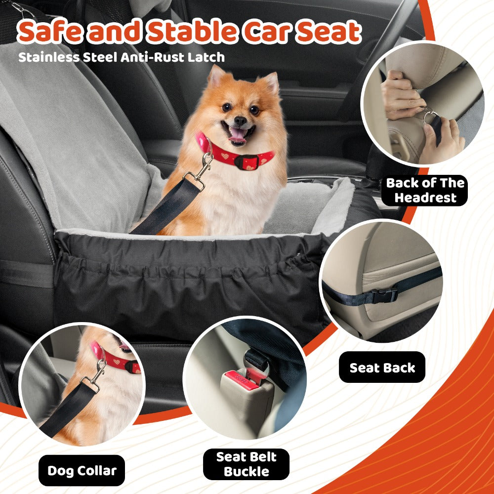 Pet Car Seat Cushion Small Dog Car Seat Safety Belt Coral Fleece Dog Booster Cushion Car Seat