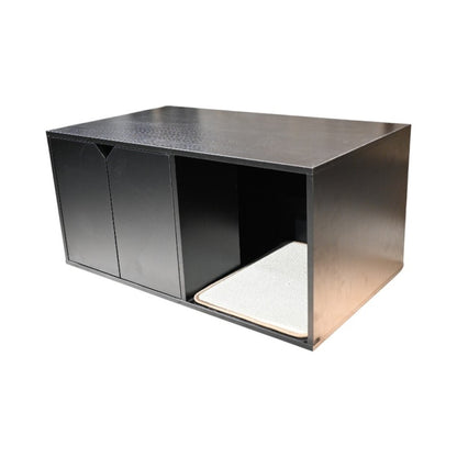 35.83" Cat Litter Box Enclosure Hidden Furniture (Scratch Pad Included), Modern Black Cat House