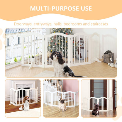 27.6" Height Tall Freestanding Pet Gate,with 2 pcs Support Feet Ideal for Stairs, Doorways, Halls, Kitchens, Heavy Duty Gat