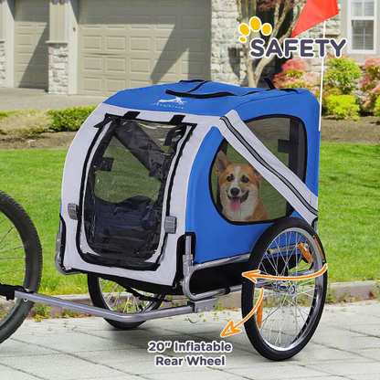 Aosom Large Wheel Off-Road Dog Bike Trailer Pet Cart 3 Entrances Mesh Screen for Bicycle Wagon Cargo Carrier Travel FCJ