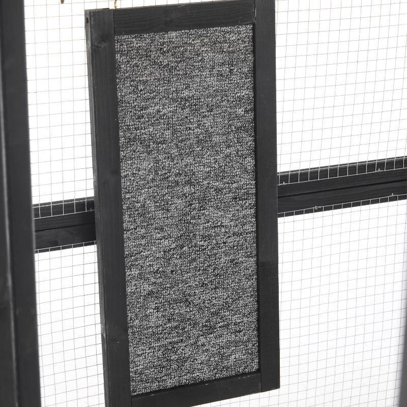 Outdoor Cat House, DIY Cat Enclosure, Cat Catio with Double Enter Doors, 62.8"L X 32.2"W X68.5"H Balcony Cat Playpen