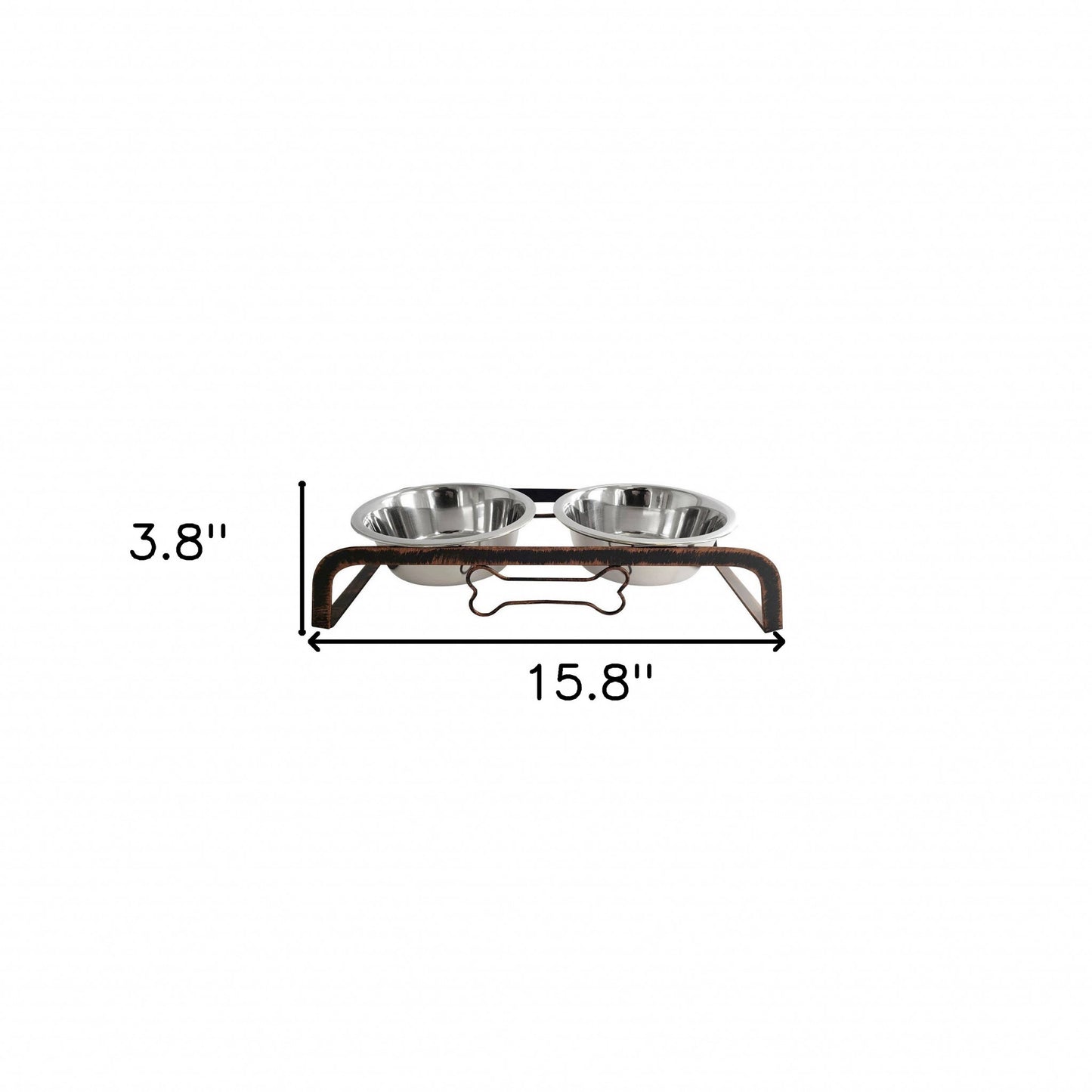 HMS Rustic 16oz Two Bowl Dog Feeding Station Elevated Outdoor Travel Bowls 2 1 for Cats Animals Battery Bottle Outdoor Travel