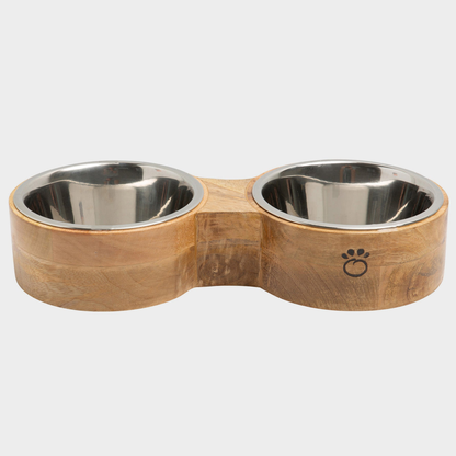TD GF Double Diner Pet Wood & Metal Feeder for Outdoor Use Cat & Dog Bowl for Food & Water Animal Feeders