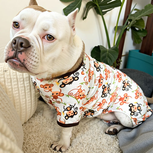 Dog Jumpsuit Cute Cartoon Animal Print Velvet Puppy Warm Clothes