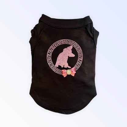 TD Glitterazzi Frenchie Tee Premium Pet Clothes with Glitter Accent