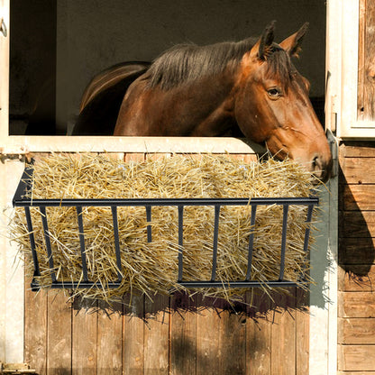 Heavy-Duty Steel Hay Feeder Large Capacity 40.8\" Long Wall Mounted Horse Hay Rack Iron Goat Hay Rack