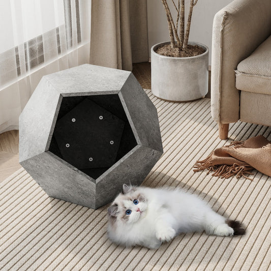 25.98"Modern Pet Furniture Cat Carrier  Side Table, Sofa Side Table, Planter MDF Multifunctional Furniture, Cement Gray