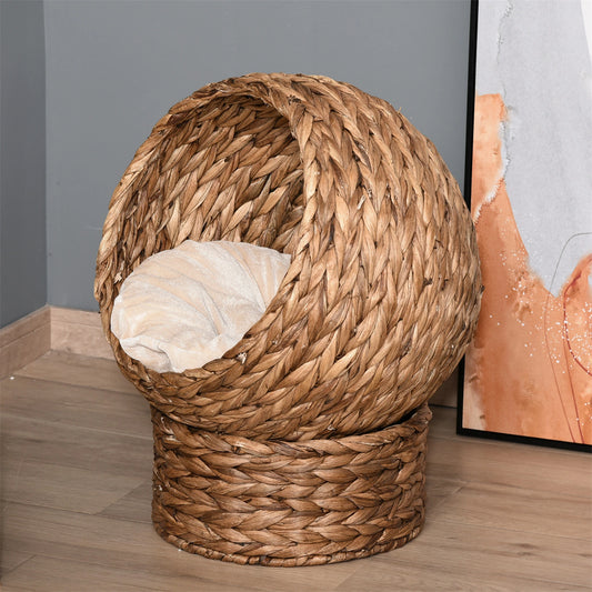 23.5" H Brown cat Bed with Upholstered, cat Basket Bed cat House