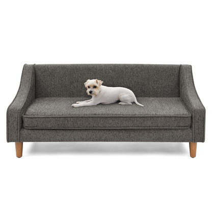 Durable Elevated Dog Sofa Bed,Pet Sofa with Modern Irregular Armrest Design,Comfortable Soft Dog Sofa-Dark Gray