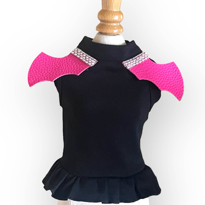 TD Bat Girl Polyester Dog Dress Plain Style XS and S Sizes for Autumn Winter Christmas and Halloween Cat Accessories Coat