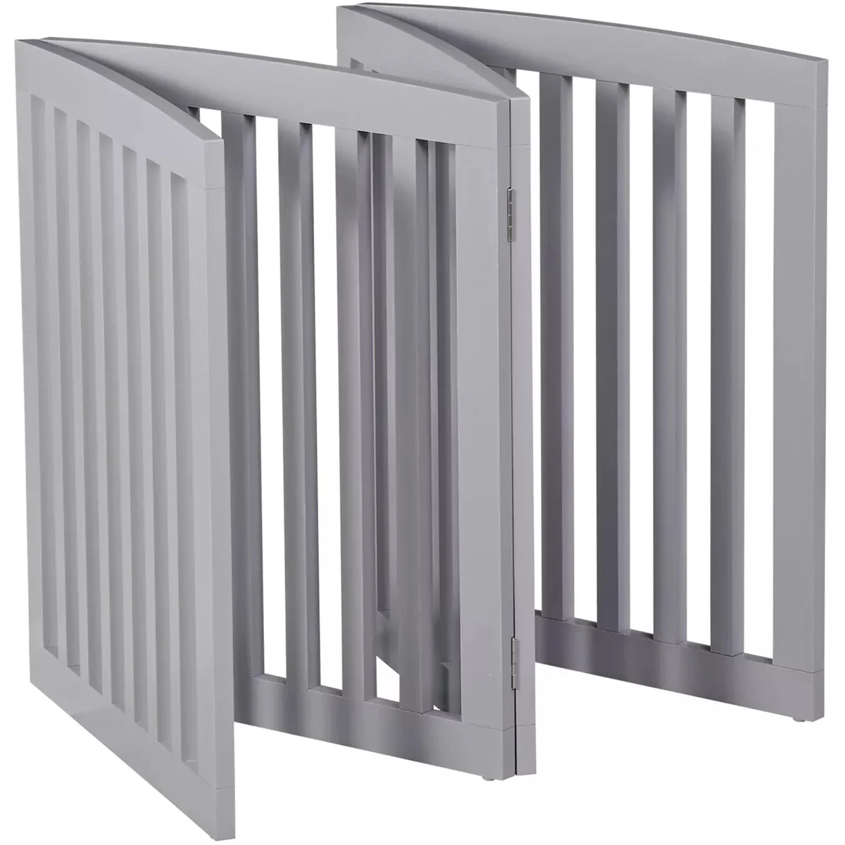 24" Folding Freestanding Wood Pet Dog 4 Panel Safety Gate - Grey