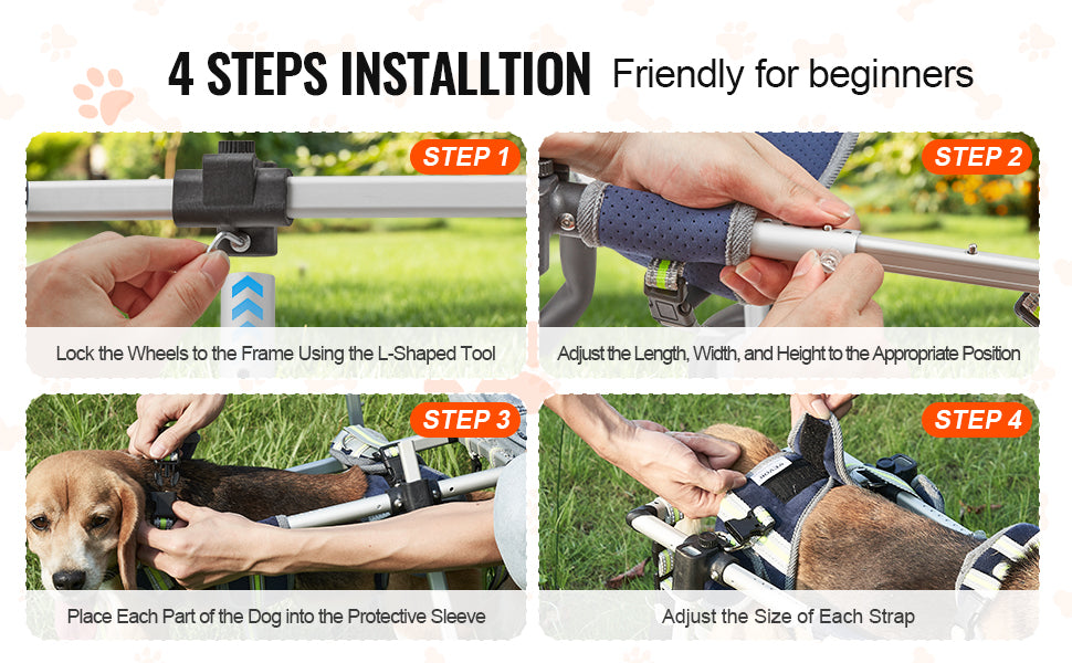 2 Wheels Dog Wheelchair for Back Legs, Pet Wheelchair Lightweight & Adjustable Assisting in Healing, Dog Cart/Wheelchair