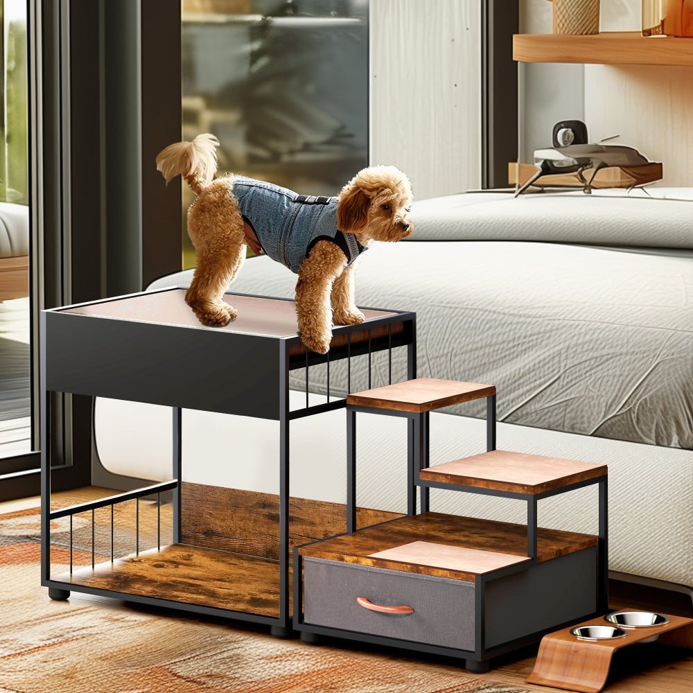 Pet Step Window Perch,Bunk Beds Window Perch for Dogs Bedside Lounge Elevated Dog Bed Multi-Level Platform with Sponge