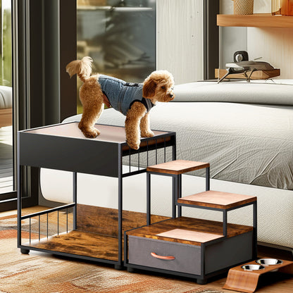 Pet Step Window Perch,Bunk Beds Window Perch for Dogs Bedside Lounge Elevated Dog Bed Multi-Level Platform with Sponge