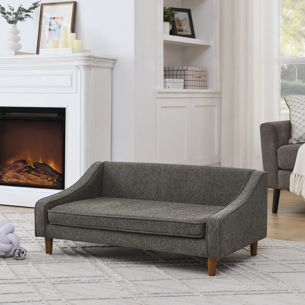 Durable Elevated Dog Sofa Bed,Pet Sofa with Modern Irregular Armrest Design,Comfortable Soft Dog Sofa-Dark Gray