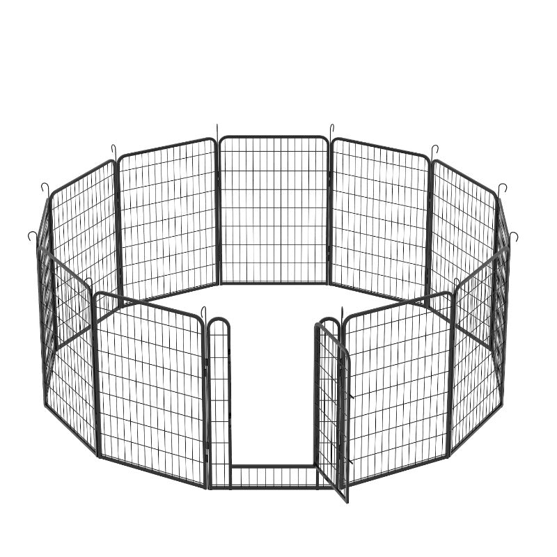 12 Panels Heavy Duty Metal Playpen with Door,39.37"H Dog Fence Pet Exercise Pen for Outdoor
