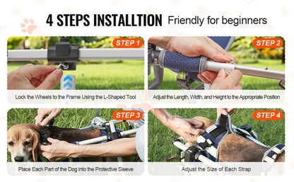2 Wheels Dog Wheelchair for Back Legs, Pet Wheelchair Lightweight & Adjustable Assisting in Healing, Dog Cart/Wheelchair