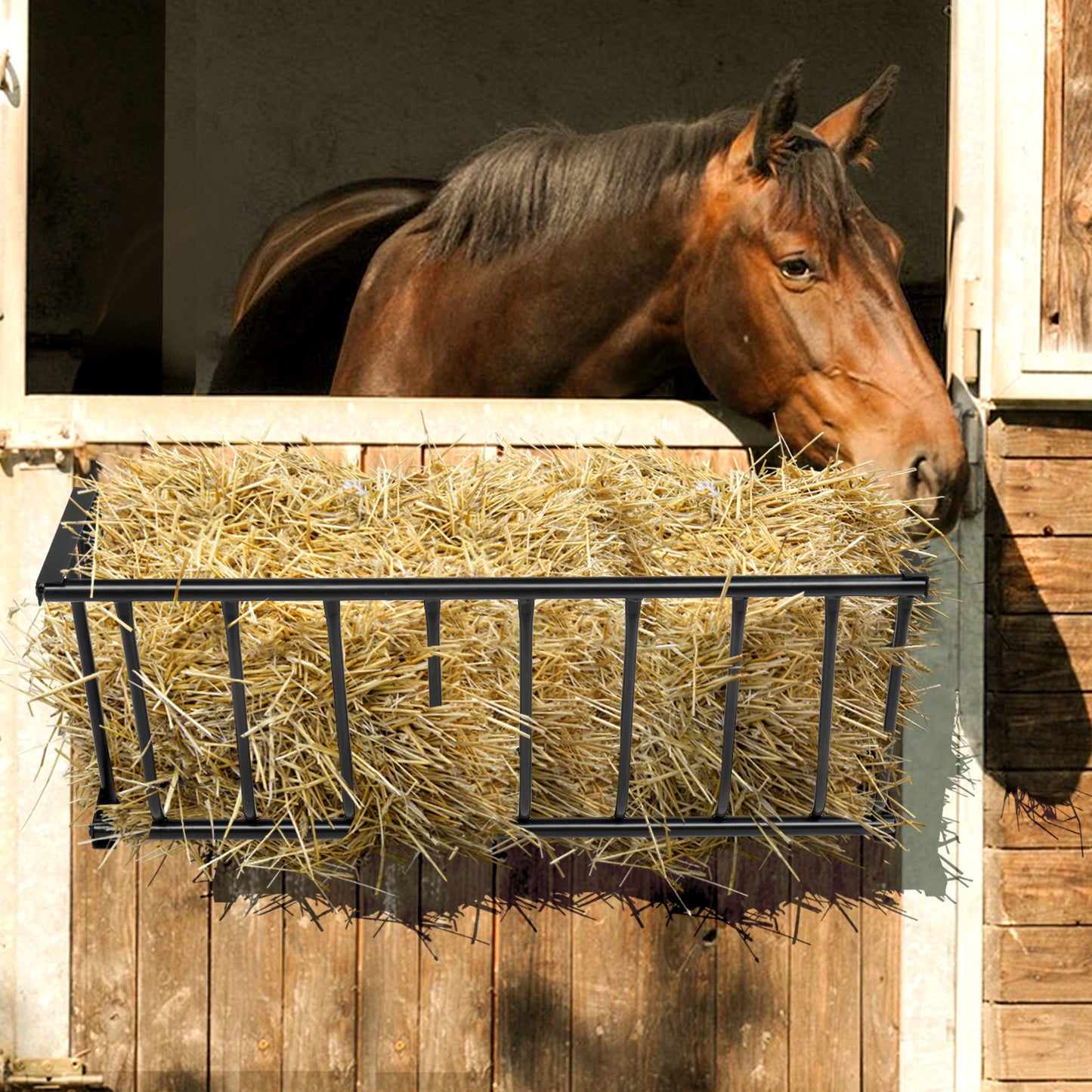 Heavy-Duty Steel Hay Feeder Large Capacity 40.8\" Long Wall Mounted Horse Hay Rack Iron Goat Hay Rack