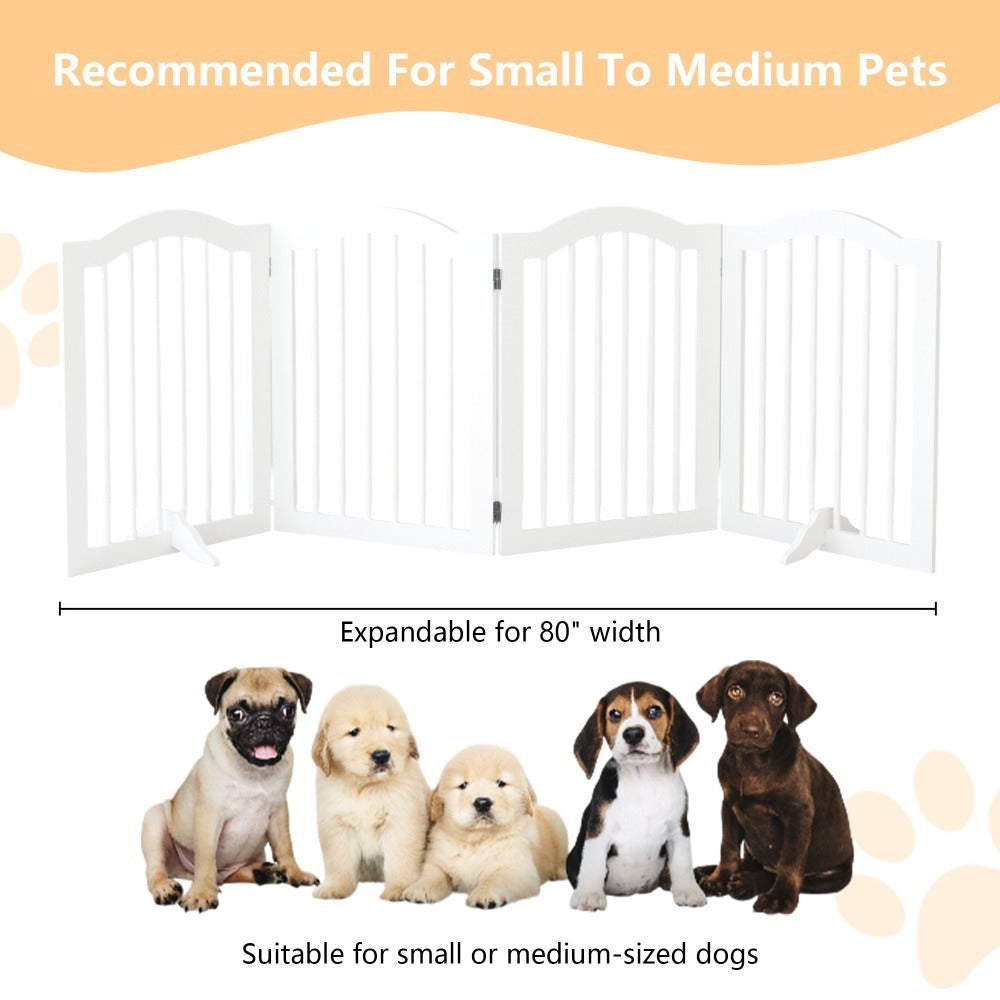27.6" Height Tall Freestanding Pet Gate,with 2 pcs Support Feet Ideal for Stairs, Doorways, Halls, Kitchens, Heavy Duty Gat