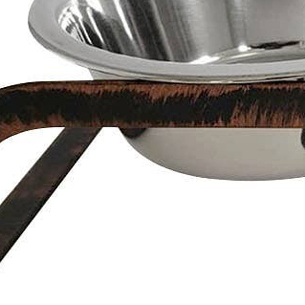 HMS Rustic 16oz Two Bowl Dog Feeding Station Elevated Outdoor Travel Bowls 2 1 for Cats Animals Battery Bottle Outdoor Travel