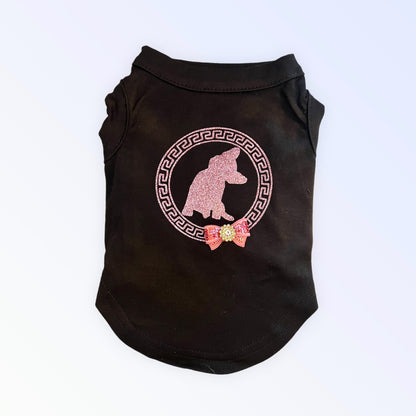 TD Glitterazzi Frenchie Tee Premium Pet Clothes with Glitter Accent