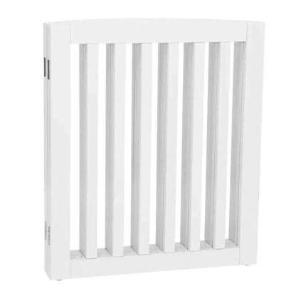 24" Folding Freestanding Wood Pet Dog 4 Panel Safety Gate - White