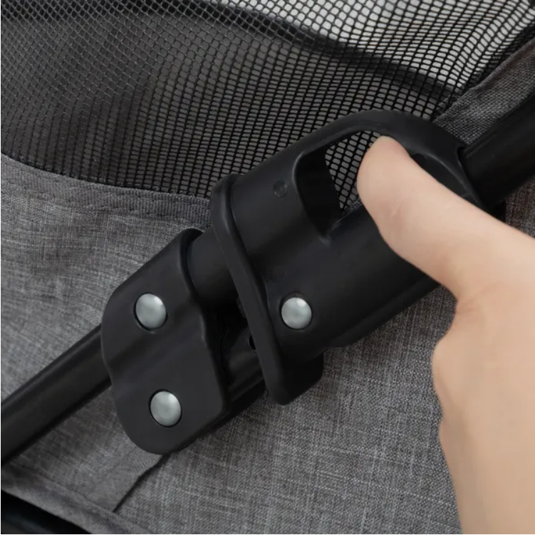 Foldable Small Dog & Cat Stroller with Storage Basket Gray & Black FCJ Pet Carriers for Puppies