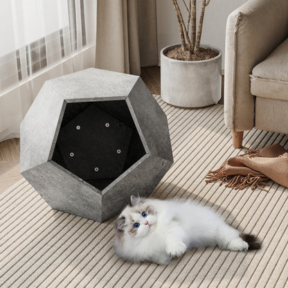 25.98"Modern Pet Furniture Cat Carrier  Side Table, Sofa Side Table, Planter MDF Multifunctional Furniture, Cement Gray