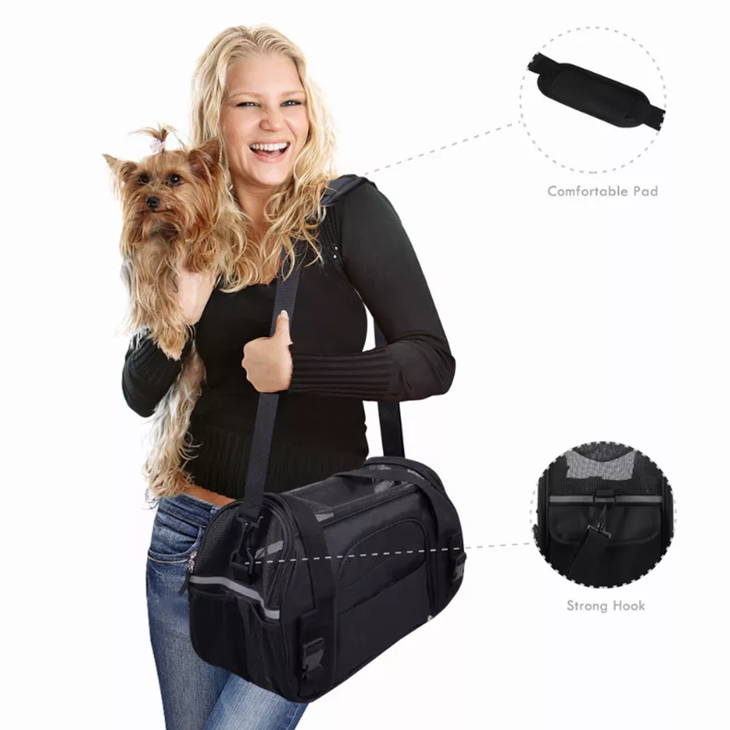 TD JESPET Airline Approved Cat and Dog Carrier Soft-Sided Collapsible Travel Handbag for Small Dogs Cats Car Seat Pet Carrier