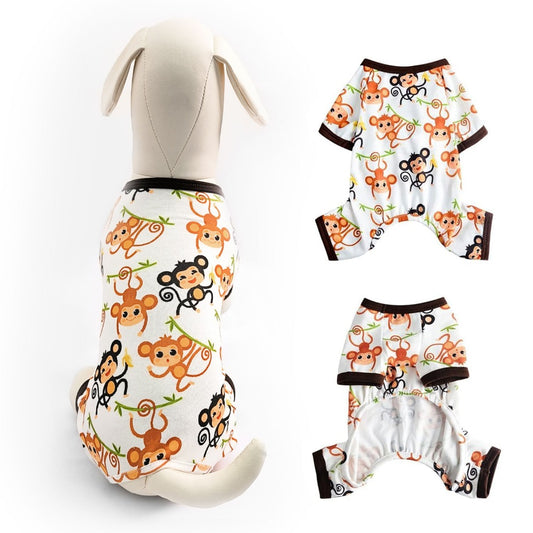 Dog Jumpsuit Cute Cartoon Animal Print Velvet Puppy Warm Clothes