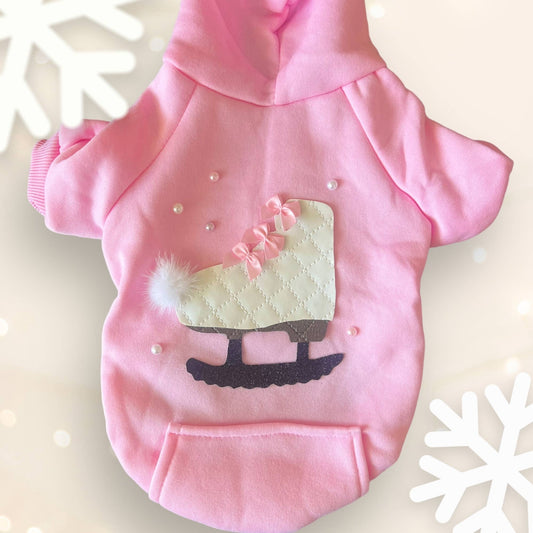 TD Luxury Classic Quilted Ice Skate Dog Hoodie XS Size Breathable Polyester and Fleece Pet Clothes Solid Pattern Accessory