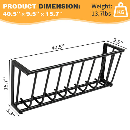 Heavy-Duty Steel Hay Feeder Large Capacity 40.8\" Long Wall Mounted Horse Hay Rack Iron Goat Hay Rack
