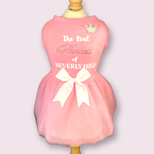 TD Real Princess of Beverly Hills Dog Dress Floral and Striped Pattern Cute Bow Feature XL Size for Summer and Winter-S/S23