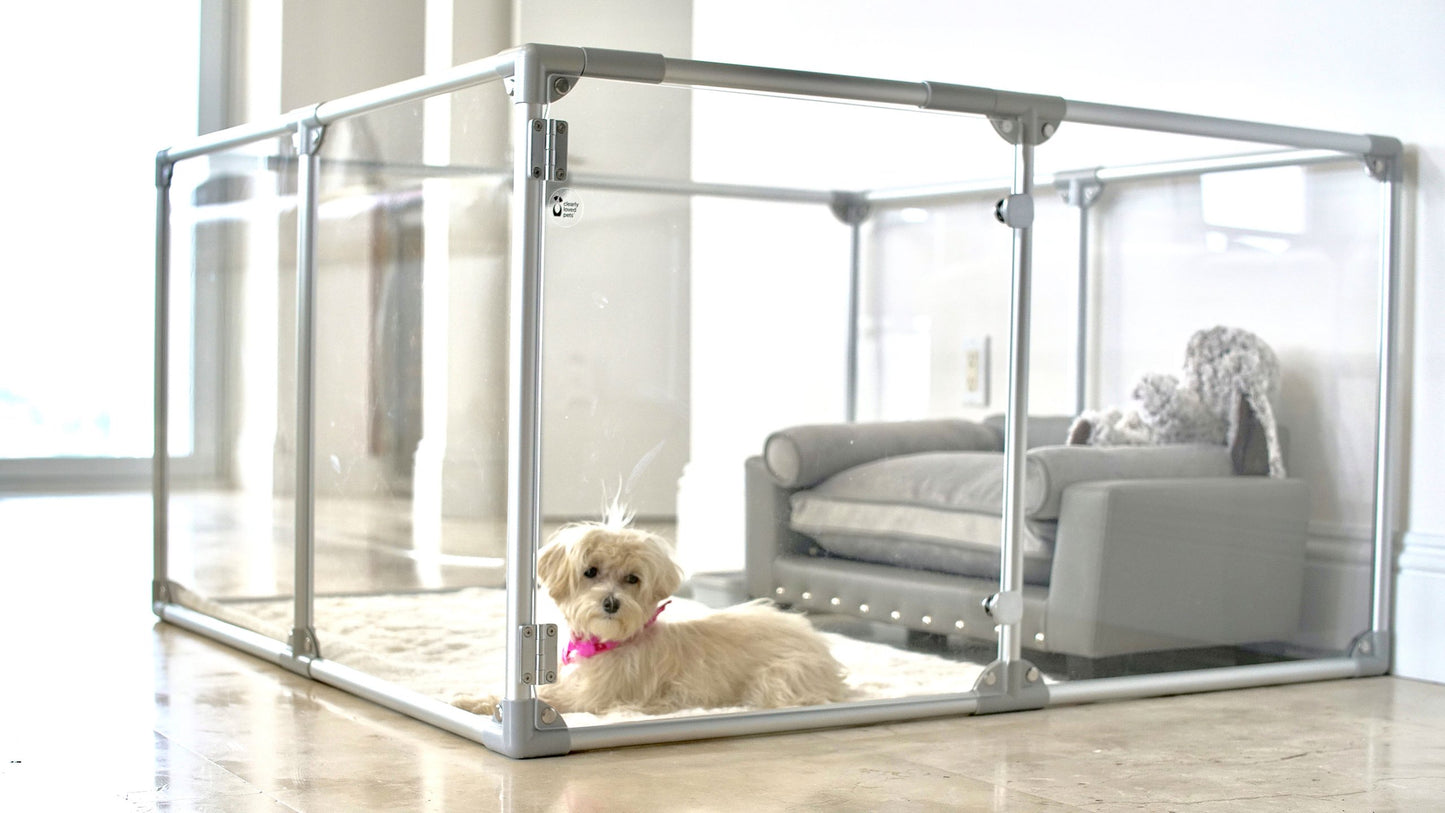 United States WAREHOUSE 7 DAYS to DOOR Metal and Glass Puppy Whelp Ing Box Large Aluminum Dog Elevated Whelp Ing Box with Fence