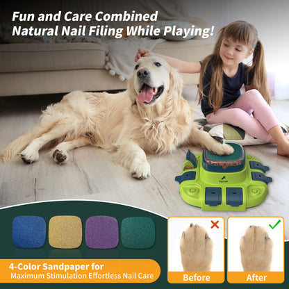 3-in-1 Puzzle Toy & Dog Nail File, Enrichment Toys with Treat Dispenser, Scratch Pad for Nails with 8 Sandpapers, Blue