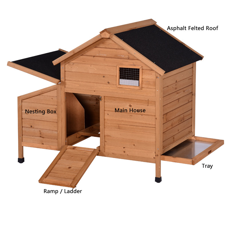 Easy Cleaning Wooden Poultry Hutch Rabbit Cage Waterproof Chicken Coop Hen House with Nesting Box for Yard