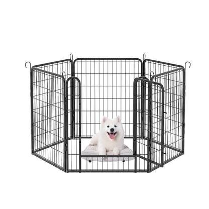 6 Panels Heavy Duty Metal Playpen with Door,31.7"H Dog Fence Pet Exercise Pen for Outdoor, Indoor