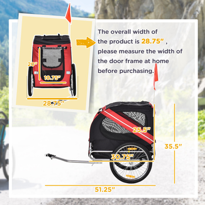 Aosom Large Wheel Off-Road Dog Bike Trailer Pet Cart 3 Entrances Mesh Screen for Bicycle Wagon Cargo Carrier Travel FCJ