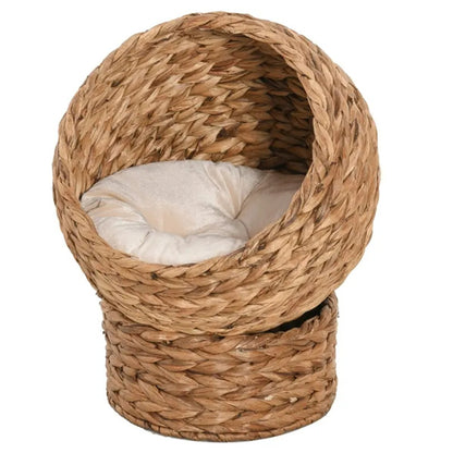 23.5" H Brown cat Bed with Upholstered, cat Basket Bed cat House